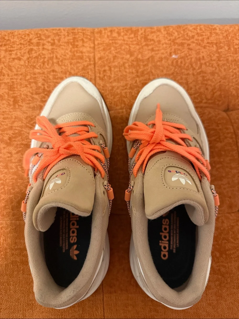 Adidas Men’s Beige and Orange Lace Casual Sneakers